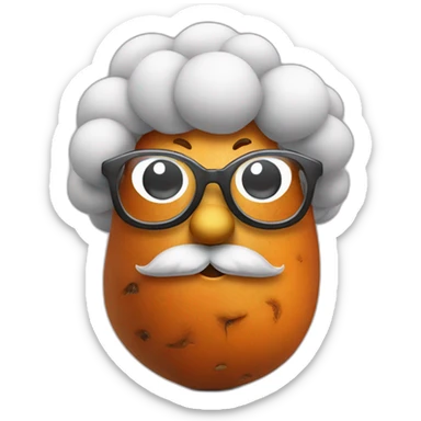 a sweet potato with glasses and a big beard sticker