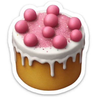 Realistic cake with glitter sticker