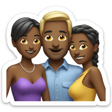 Man with 3 women partying sticker