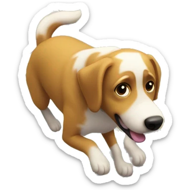 Now that the dog is clean the gravity is not strong enough to hold it down so it begins to float to town. He can now see the town below him.  sticker