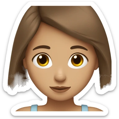 Brunette girl light skin hugging a brown bunny  sticker