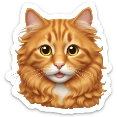 Orange Cat with curly hair  sticker