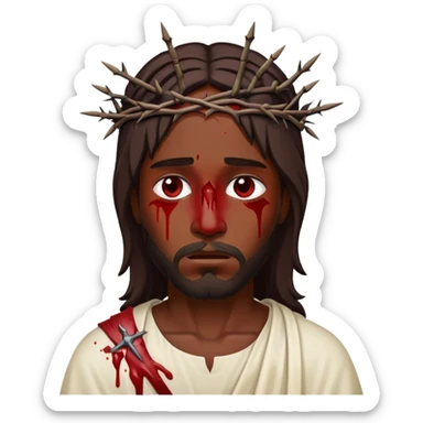 Dark skin Jesus with thorns on head injured  sticker