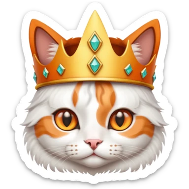 cat wearing a crown sticker