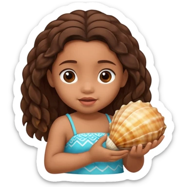 Baby Moana with a seashell sticker