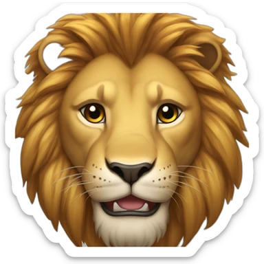 Happy face lion (robust and muscular build, showcasing its strength and dominance. - Its fur will be a rich golden color) sticker