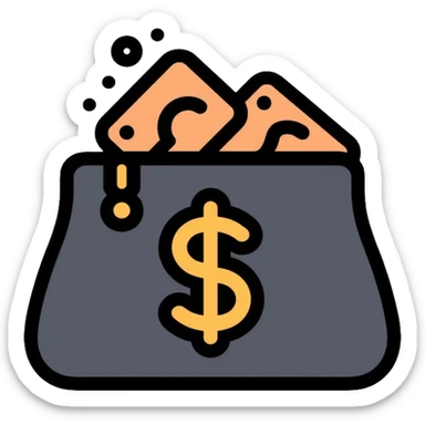 black purse with dollar symbol on it sticker