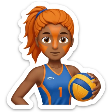 a orange crocodile arond a blue volle sticker