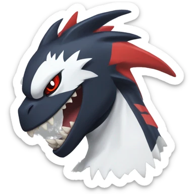 Black Cool Edgy Nargacuga-Garchomp-Absol Fakémon  with White and Red Edgy markings sticker