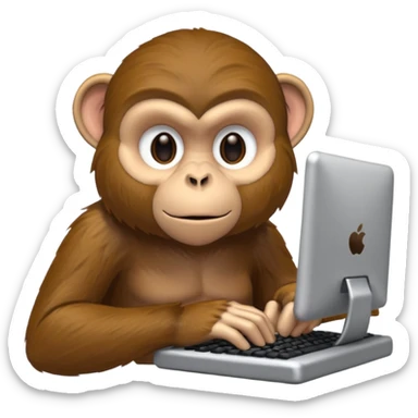 monkey typing the keyboard sticker