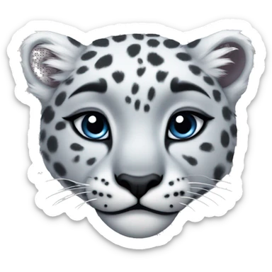 Snow leopard heart sticker