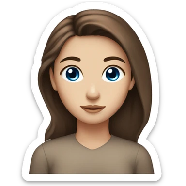 Brown hair blue eye girl with a brown hair and brown eyes girl sticker