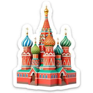 Moscow St. Basil's Cathedral in the form of a figurine souvenir sticker
