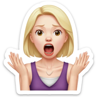 Hands around neck choking yelling mouth open crashing out girl sticker