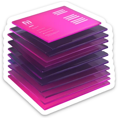 stack of resumes, transparent glass with bright pink gradient from #FF335F to #FF99AA, soft shadows and highlights, minimalistic sticker
