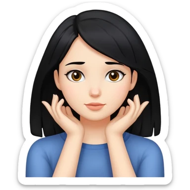 Girl with black hair with her hands around her neck sticker