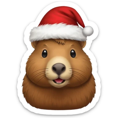 Capibara con un gorro de Navidad sticker