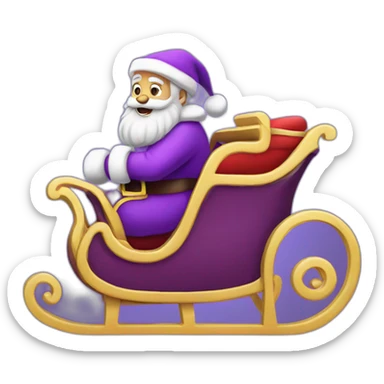 Santa Claus dressed in purple with his sleigh sticker
