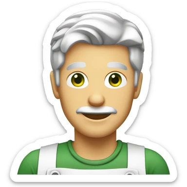 blonde gray-haired man cook with green eyes making burger sticker