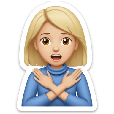 girl crossing her hands around her neck screaming  sticker