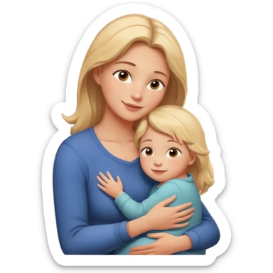 A loving mother holding her young child in her arms, warm natural light coming through a window, soft smile, emotional connection, candid moment, realistic photography, shallow depth of field, high resolution, warm tones
 sticker
