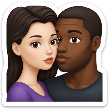 White girl dark hair kissing black man sticker