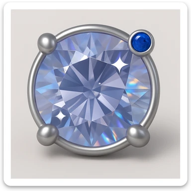 add a small blue sapphire gemstone accent to the silver jewelry setting, keep the 3D emoji style sticker