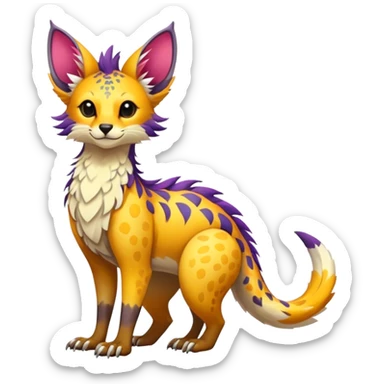 Feral Rare Fantasy vibrant colorful tropical Vernid-Trico-species by LiLaiRa, random markings, tufted tail, tufted ears, full body sticker