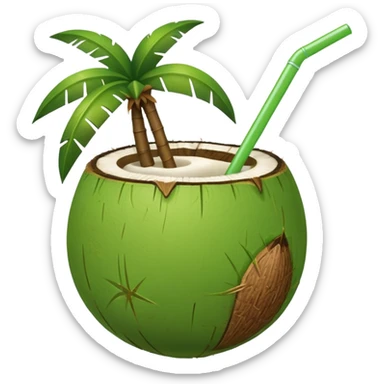 green coconut with straw sticker