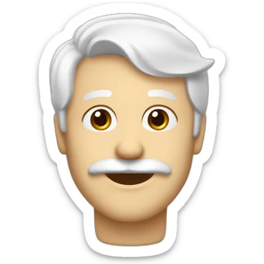 Create an emoji of a pan smiling, with white hair and a short but neat white beard and moustache sticker