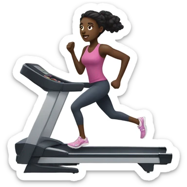 Dark skinned black women running on treadmill sticker