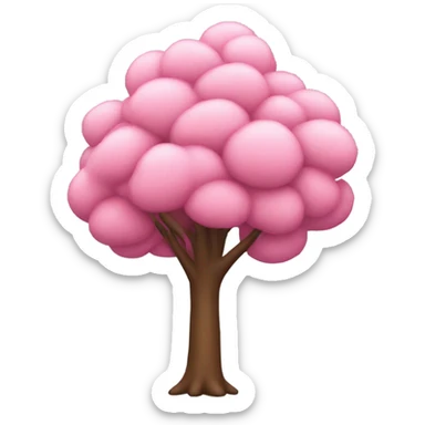 small pink tree on white background sticker