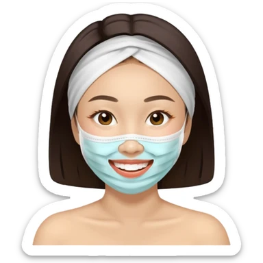 Asian women doing facial mask beauty sticker