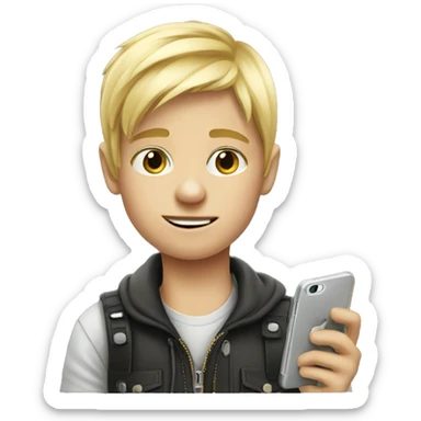 Cool blonde kid with iPhone  sticker