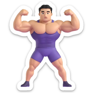 Man flexing muscles showing off sticker