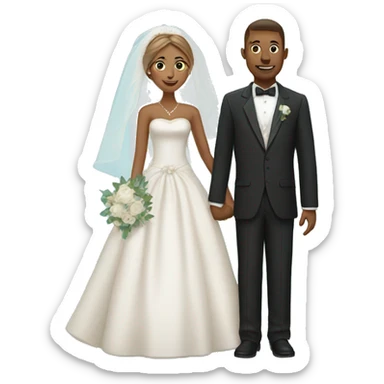 Tan bride and groom blue background sticker