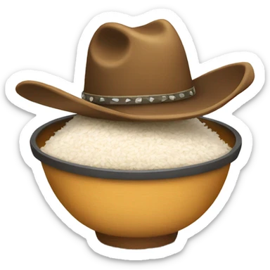 bowl of rice with cowboy hat sticker