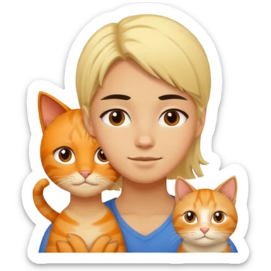 blond-hair-girl-and-black-hair-man-and-orange-cat sticker