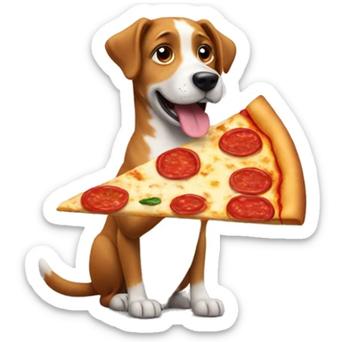 A dog buying a pizza sticker
