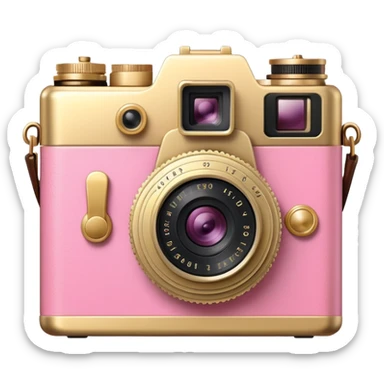 Vintage camera pink and gold sticker