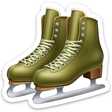 Olive color ice skates realistic  sticker