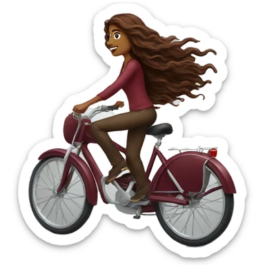 Beautiful burgundy long haired woman riding a bike sticker