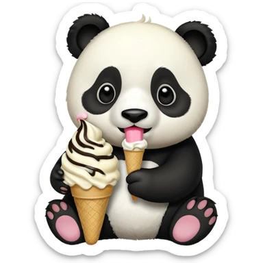 Panda eating ice cream sticker