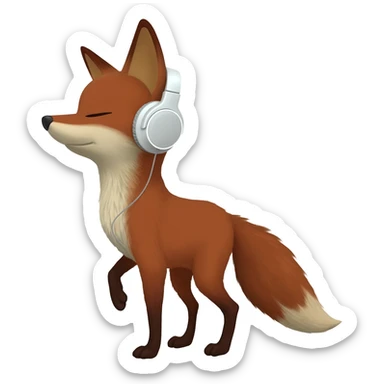 Kulaklik dinleyen tilki sticker