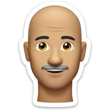 Bald hispanic man with face of a nut sticker
