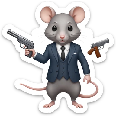 Rat in a suit holding gun sticker