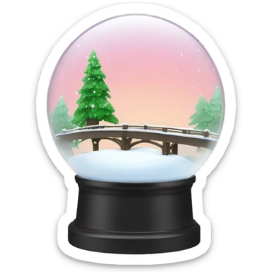 snow globe, bridge, trees, Chroma key background  sticker