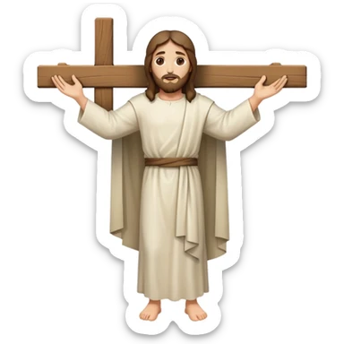 Jesus carrying a prominent straight cross fullbody expressive sticker