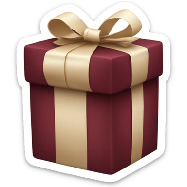 Burgundy present box with beige ribbon sticker