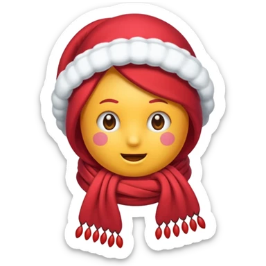 una fresa simpatica con bufanda y abrigada contra el frio sticker